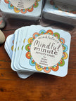 Stack of 'Mindful Minute Activity Cards' on a wooden surface