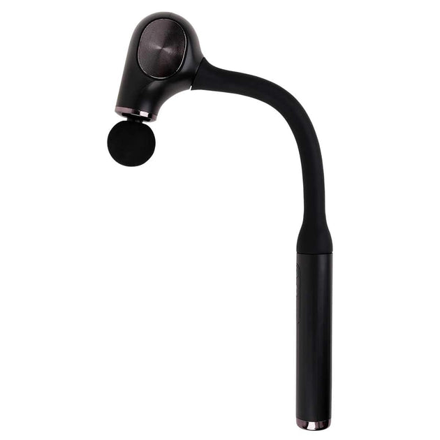 Black handheld massager on a white background