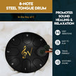 8-note steel tongue drum with key of C on a white background