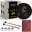 Wise Harmony steel tongue drum set with packaging, drum, mallets, and music book on a white background