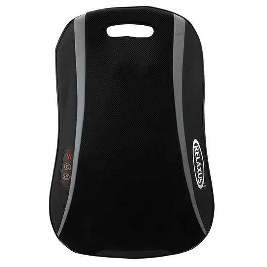 A black full back massage cushion with multi-directional roller heads and the brand name '3D Thermo' visible.