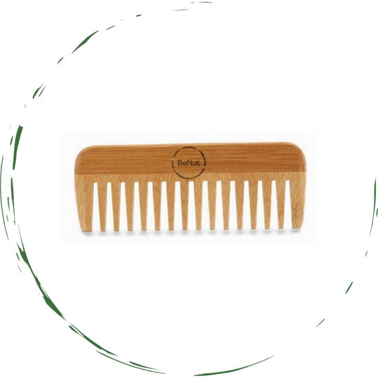 a view of the bamboo comb on a white background