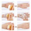 six pics displaying comparitive use of brush