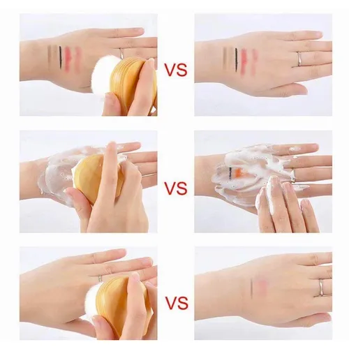 six pics displaying comparitive use of brush